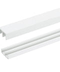 White Plastic Sliding Door Track Set For 1/4 Inch Thick Panels, 3 Feet Long Glass Window And Closet Cabinet Door Tracks, Includes 4 Upper Rails And 4 Lower Rails, Compatible With Sliding Doors: front view of tracks
