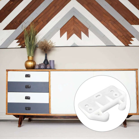 Six Pack White Plastic Drawer Guides Rails Replacement Kit with screws for dresser cabinet close-up view