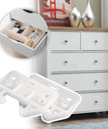 Six Pack White Plastic Drawer Guides Rails Replacement Kit With Screws for dresser restoration shown with dresser and drawers