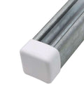 White Plastic Square End Cap For 1-5/8 Inch Strut Channel Ends, installed on metal channel, Durable PVC Cap Covers Channel End To Prevent Damage And Debris