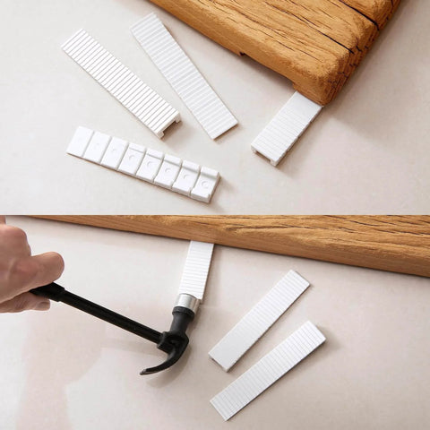 12 Pack White Multi Purpose Furniture Plastic Shims For Leveling And Stabilizing Heavy Objects under wood slab
