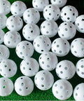 50PC Plastic Golf Training Balls 42 mm for Indoor Putting Green Backyard Outdoor Practice Equipment With 2 Ball Tees (White)