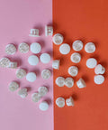 White 30 Pack 13mm Plastic Hole Plugs For 12 To 13mm Holes Fits Half Inch Openings displayed on two-tone background.