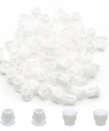 White Plastic Hole Plugs 6mm 1 Quarter Inch Flush Snap In Locking End Caps Pack Of 100 For Furniture Posts Pipes Tubes Fencing And Hardware Easy Install Hidden Fit For Hole Covers And Clean Finished Look product image.