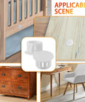Assorted White Plastic Hole Plugs Set Of Four Sizes One Quarter Inch Five Sixteenths Inch Three Eighths Inch One Half Inch No Fuss Flush Snap In Locking Caps For Furniture Post Tubes 200 Count showing installation examples on furniture and wood surfaces.