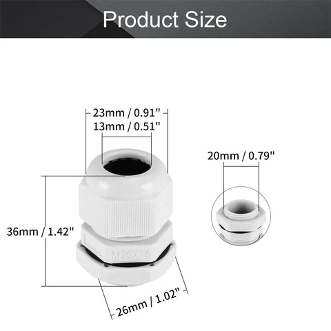 4 Pack M20 Cable Gland Waterproof Plastic Adjustable Connector Kit For 6 To 12mm Diameter Cables White Gland Fittings