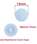 50 Pieces Waterproof Plastic Self Tapping Caps White For Phillips Screw Heads Ideal For Cabinet Bookcase And Shoe Cabinet Hardware Protection Anti Corrosion Plus Long Lasting Utility, top and bottom view showing 12mm size.