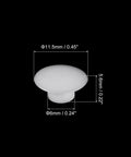 Close-up of Six Millimeter White Plastic Snap In Shelf Hole Plugs Flush Caps 100 Pack For Furniture Cupboard By Uxcell Durable Plastic Caps.