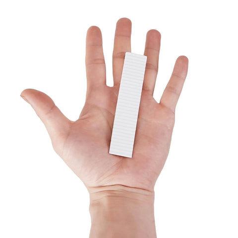 12 Pack White Multi Purpose Furniture Plastic Shims For Leveling And Stabilizing Heavy Objects, cut to fit 3.86 x 0.31 inch shim in hand