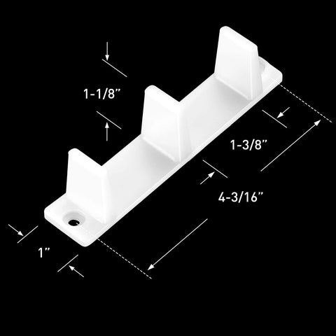 Ten Piece Plastic Sliding Closet Door Floor Guide Set Bottom Track Mount Bypass For Wardrobe Doors Four And Three Sixteenth Inches White