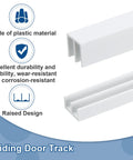White Plastic Sliding Door Track Kit For One Eighth Inch Glass Panels with upper and lower rails, ideal for various installations.