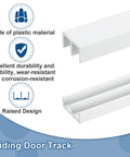 White Plastic Sliding Door Track Set For 1/4 Inch Thick Panels, 3 Feet Long Glass Window And Closet Cabinet Door Tracks, Includes 4 Upper Rails And 4 Lower Rails, Compatible With Sliding Doors showing durable, raised design.