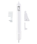 Heavy Duty Pneumatic Screen & Storm Door Closer with EZ-Hold, white with installation hardware, for out-swinging doors, front view.