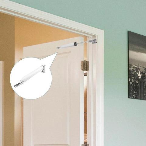 Screen and Storm Door Closer Kit, Heavy Duty Pneumatic Screen and Storm Door Closer installed on white door frame