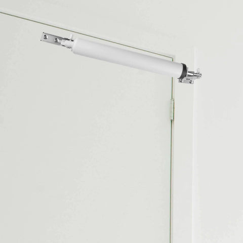 Screen and Storm Door Closer Kit, Heavy Duty Pneumatic Screen and Storm Door Closer, installed on door frame, white color