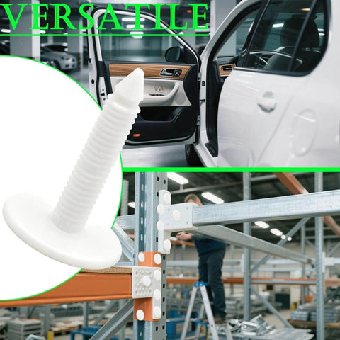 1 3/8 Inch Foundation Pins And Plastic Insulation Masonry Fasteners with Christmas Tree Auto Fasteners shown near a car and warehouse setting
