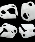 5 Pack Adjustable Tube Clamps For One Eighth To One Quarter Inch Tubing OD Plastic Hose Clamps White Ideal For Laboratory Flow Control And Pinch Valve Shut Off Clamps With Durable Wear Resistant POM Construction And Compact Size displayed on black background