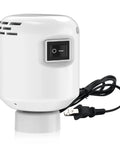 Portable Electric Vacuum Pump For Travel And Home That Quickly Deflates Vacuum Storage Bags, white, side view with power switch and cord