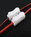 100 Pcs 2P CH2 Quick Connector Spring Cable Clamp Terminal White PP Flame Retardant Material 10A Two Way Connector for Light Bar Wiring