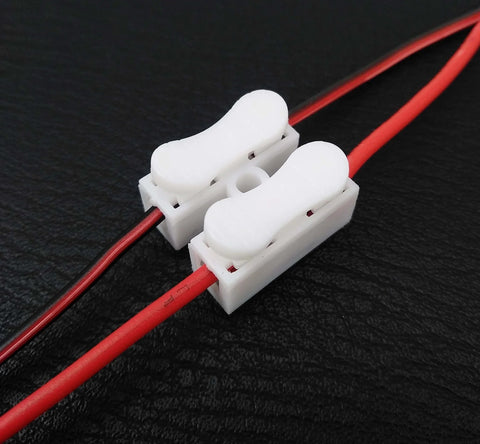 100 Pcs 2P CH2 Quick Connector Spring Cable Clamp Terminal White PP Flame Retardant Material 10A Two Way Connector for Light Bar Wiring
