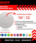 Pelotas de lacrosse para entrenamiento - Paquetes de 1, 2, 3, 6, 12, 18, 24, 36, 60 y 120 unidades - Tamaño y peso oficiales - Pelota blanca con las características indicadas.