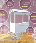 Candy Cart On Wheels For Parties With 40 Balloons Included PVC Dessert Cart For Weddings Baby Showers And Vendor Events Durable PVC Party Display Stand with wheels and balloons