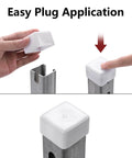 Soft rubber end caps for 1-5/8 inch Unistrut channels in white installed on metal channel for easy edge protection.
