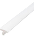 25 Ft White 3/4 Inch Plastic Center Barb T Molding Edge Banding, flexible PVC rubber trim, close-up view, white color