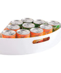 Quarter Wedge Lazy Susan Turntable Organizer With Handle In White Made From Recycled Plastic For Pantry Kitchen Cabinet Refrigerator Bathroom And General Storage 16.5 By 11 By 4 Inches with canned goods
