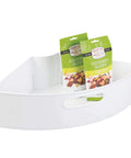 Quarter Wedge Lazy Susan Turntable Organizer With Handle In White Made From Recycled Plastic For Pantry Kitchen Cabinet Refrigerator