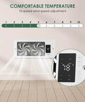 Register Booster Fan 4x10 for Home HVAC, 10-speed quiet vent fan, white, installed view with thermostat control display