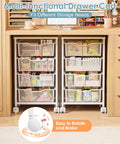 Rolling Storage Cart With Four Drawers And Wooden Top Metal Frame Lockable Wheels And Smooth Slide Drawers A Must Have Craft Organizer For Living Room Bedroom Office And Classroom In Bright White under desk