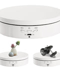 White Rotating Display Stand with USB and Battery Power, 5.7 Inch Turntable for Jewelry, Watches, and Collectibles