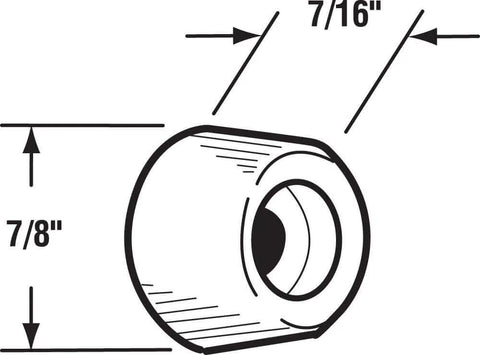 Diagram showing dimensions of White Rubber Anti Slam Door Bumpers For Wardrobe Jambs 4 Pack With Mounting Hardware