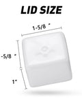 Soft rubber end caps for 1-5/8 inch Unistrut channels in white shown with size dimensions; front view.
