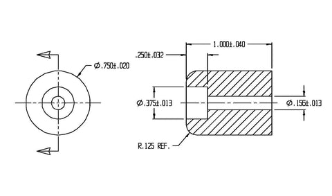 Technical diagram of White Rubber Equipment Bumpers 1 Inch By Three Quarters Inch 4 Pack Non Marking Impact Absorbing Protectors For Surfaces