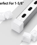 Soft rubber end caps for 1-5/8 inch Unistrut channels in white, shown installed on a metal strut, providing edge protection.