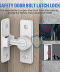 90 Degree Flip Barn Door Lock Heavy Duty Sliding Gate Latch For Garden Bathroom Garage And Sliding Doors White 1 Pack Durable Zinc Alloy Construction With Easy Installation And Corrosion Resistant Finish shown installed on a wooden door