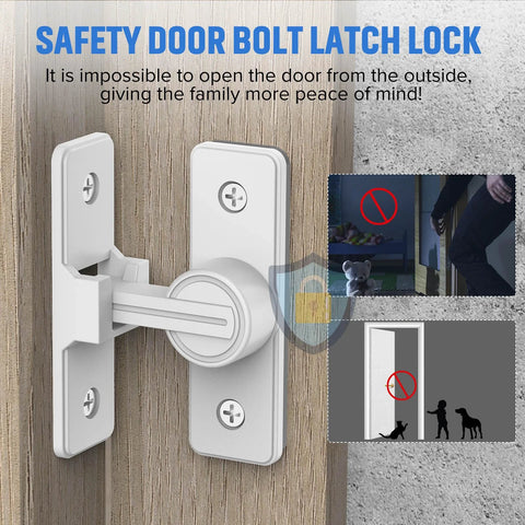 90 Degree Flip Barn Door Lock Heavy Duty Sliding Gate Latch For Garden Bathroom Garage And Sliding Doors White 1 Pack Durable Zinc Alloy Construction With Easy Installation And Corrosion Resistant Finish shown installed on a wooden door