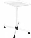 White Salon Tray Rolling Cart With Wheels Adjustable Height Service Tray For Tattoo Medical And Dental Rooms Minimalist Color Tray On Four 360 Degree Casters Easy Height Lift Durable Mobile Beauty Tray