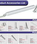 White Screen Door Closer Set Heavy Duty Pneumatic Storm Door Shock Adjustable Speed with components and screws display