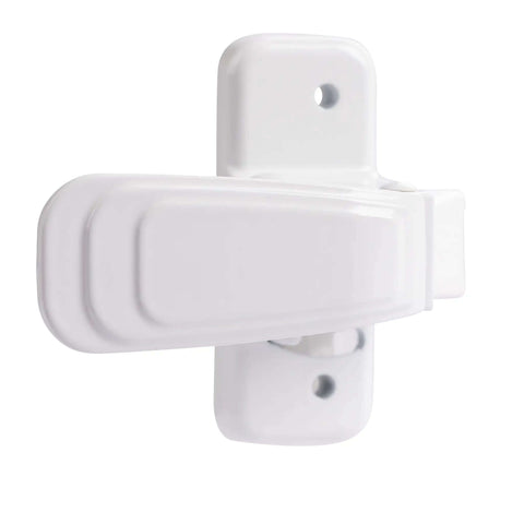 Front view of Replacement Heavy Duty Inside Screen Door Latch with No Lock Out Tech, white finish, for durable interior screen doors.