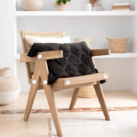 Wooden chair with white screw hole plugs installed for a neat appearance, featuring Screw Hole Plugs Pack Of 200 White Plastic Round Button Covers.