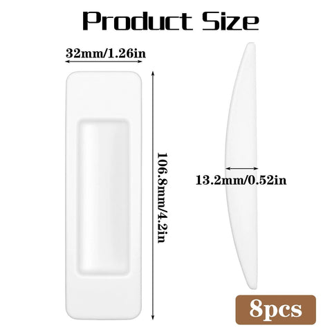 8 Pcs Plastic Cabinet Drawer Handles Self Adhesive 4 Color Set product dimensions showing white handle, 106.8mm by 32mm.