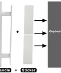10 Pack White Self Adhesive Cabinet Handles 135mm 5.3 Inch with adhesive stickers for kitchen cabinets and drawers installation diagram