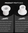 Nylon flange bushings showcasing material and function for 12 Pieces Silicone Flanged Sleeve Bearings White ID 6mm OD 8mm Length 10mm Flange Diameter 12mm Self Lubricating Bushings