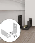 Sliding Barn Door Floor Guide Wall Mounted Adjustable 25mm To 37mm U Bracket With Flush Flat Bottom White Finish For Smooth Door Guidance Carbon Steel Construction Includes Screws And Expansion Tubes.