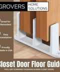 Sliding Closet Door Floor Guide Bracket | Universal Fit for 1-3/8" Width Bypass Doors (Single Unit, White) | Grovers Home Solutions