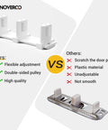 Sliding Closet Door Floor Guide, Adjustable Bypass Door Guide, Updated Three Roller Design, White Finish Comparison with Metal Guide
