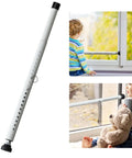 Heavy Duty Sliding Door Lock Bar for Windows, Patios, Balconies and Apartments, Adjustable From 18 To 50 Inches, 1 Inch Steel, White in use
